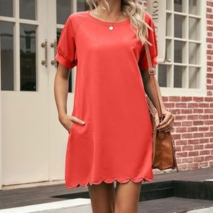 Z Avenue | Orange Scallop-Hem Tunic Dress. DB1-21